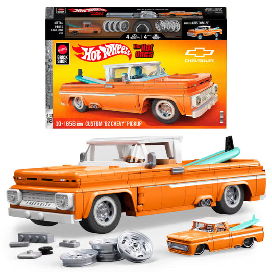 orange model pick up truck building set