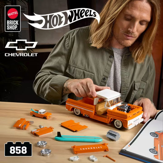 orange model pick up truck building set