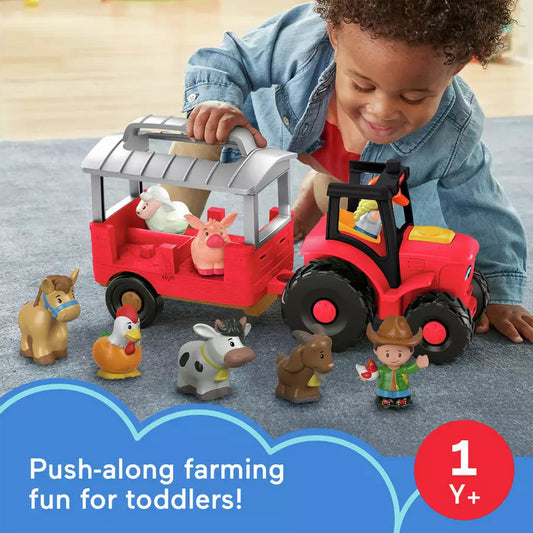 child playing with push along farming fun for toddlers