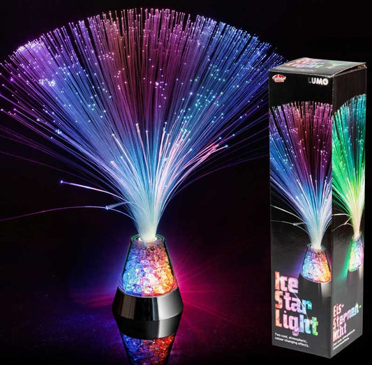 ice star light glowing on black background