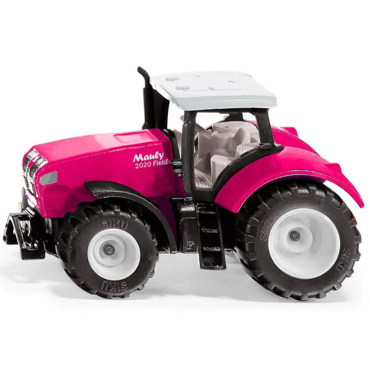 pink tractor from the side