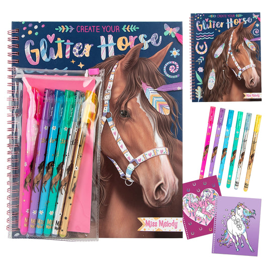 contents of glitter horse and glitter pen set