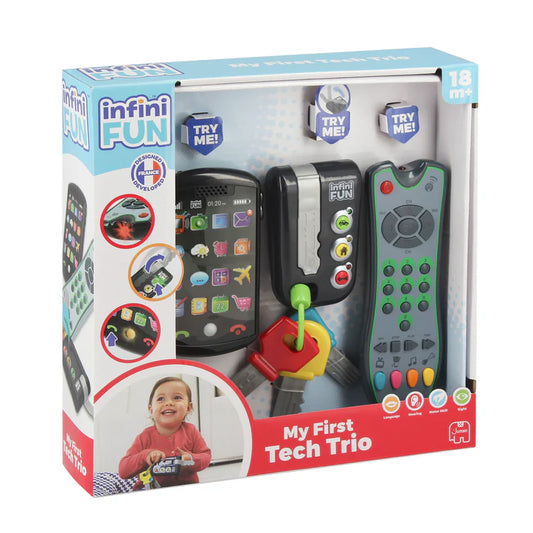 child toy remote phone and keys in packaging