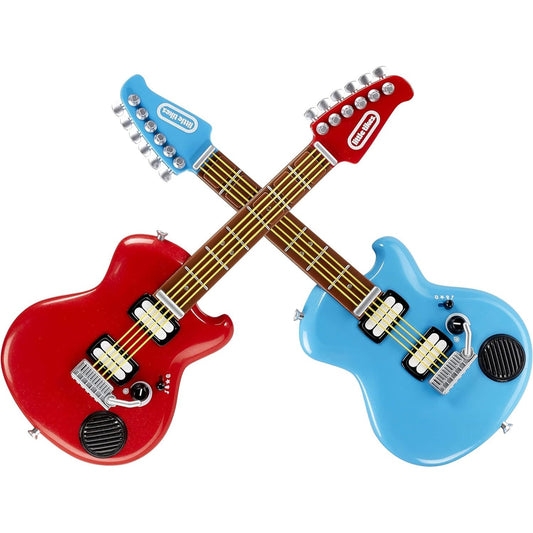 blue and red mini guitars