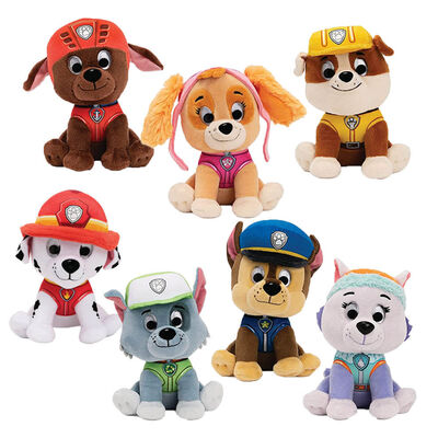 assorted paw patrol character plushes