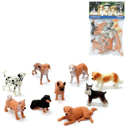 9 piece set of dog figurines