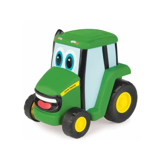 green and yellow push and roll tractor