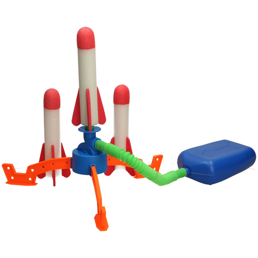 rocket launcher with three rockets and foot pump