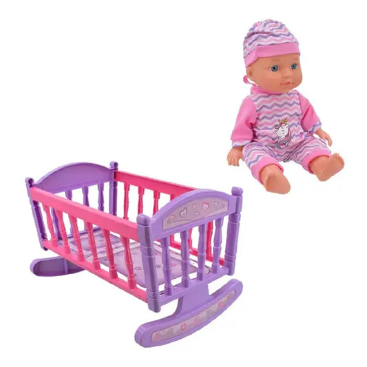baby doll with crib