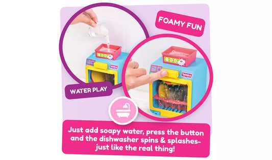 snapshots of how bath time dishwasher works