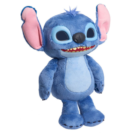 Light blue plush toy with pink ears on white background