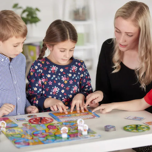 children playing with times table game