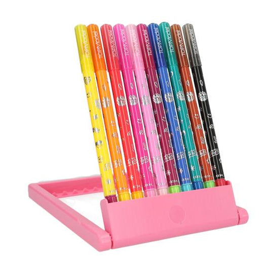 magic multi coloured markers on stand