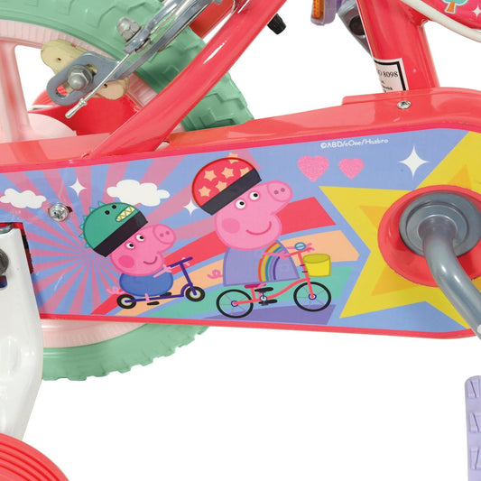 Peppa Pig 12" Bike with bright pink accents and Peppa-themed graphics.