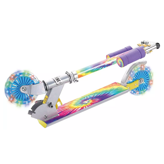 foldable Tie Dye Scooter Flashing Wheels for easy storage