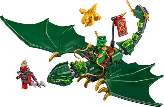 LEGO NINJAGO Lloyd riding his green dragon toy