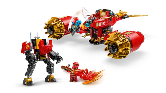 Nya’s flying motorbike from LEGO NINJAGO with spring-loaded shooters.