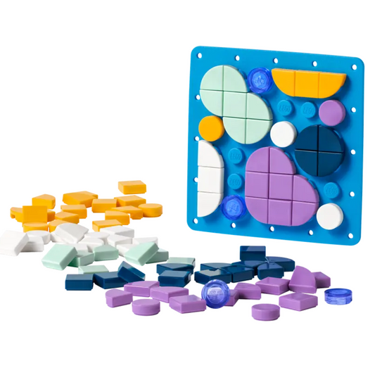LEGO 41955 Stitch-on Patch kit with colorful tiles and fabric baseplate.