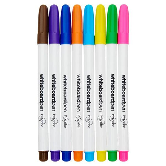 Pro:scribe Pkt.8 Dry Wipe Whiteboard Markers - Asst Colours