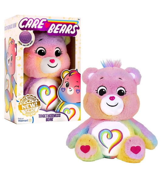 Medium-sized Togetherness Bear plush with colorful design and soft texture.