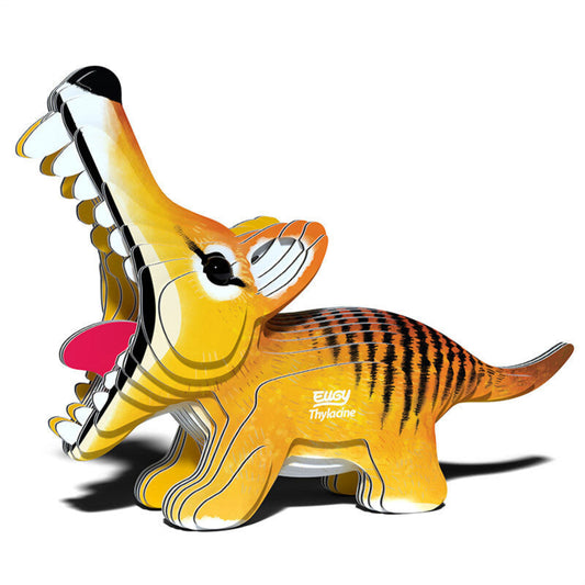 Eugy Tasmanian Tiger 3D puzzle fully assembled, showing detailed design.