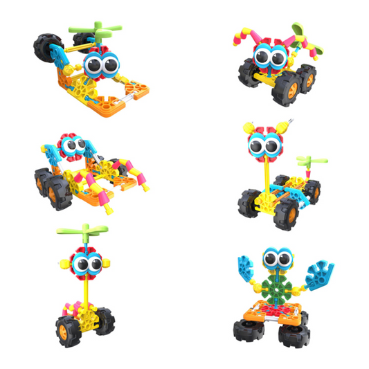 K'NEX Zoomin Buddies set with various connectors and wheels