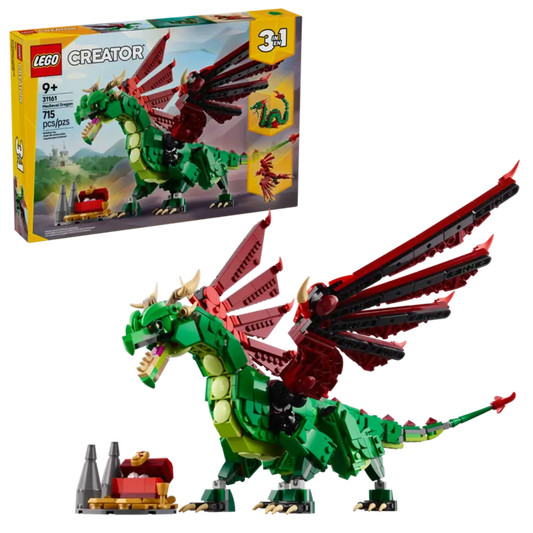 LEGO Creator 31161 Medieval Dragon toy set with posable wings.