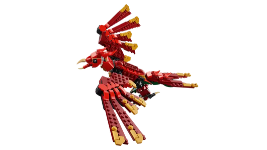 LEGO 3in1 set showing the dragon, sea serpent, and phoenix builds.