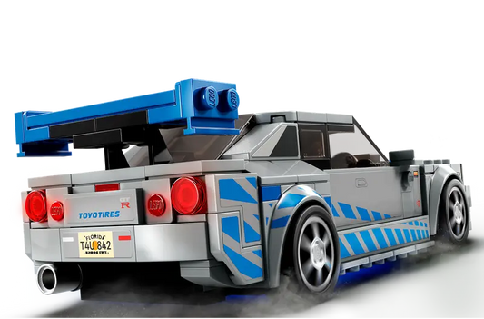 Back view of the LEGO Speed Champions Nissan Skyline GT-R (R34).