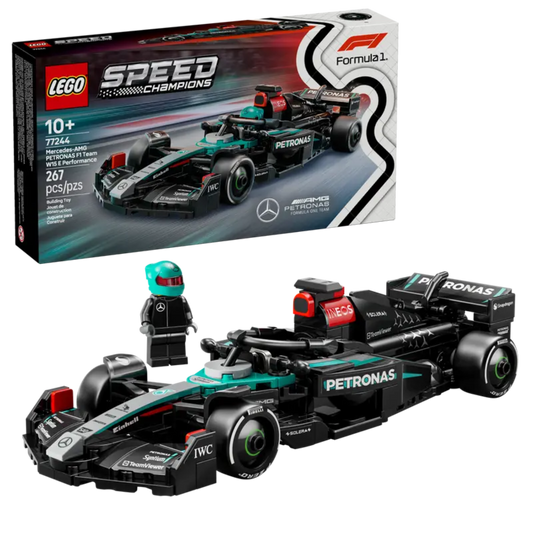 LEGO Speed Champions Mercedes-AMG F1® W15 Race Car toy with realistic details.