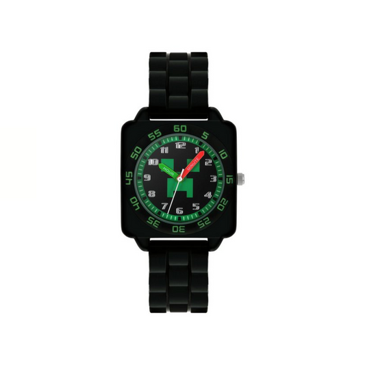 Minecraft Black Time Teacher Watch with silicone strap