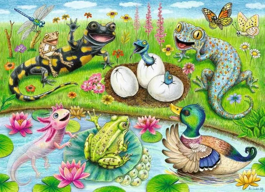 Completed Ravensburger Hello Hatchlings 60PC floor puzzle