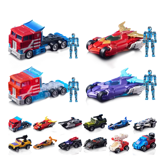 Detailed vehicle designs inspired by classic Transformers characters