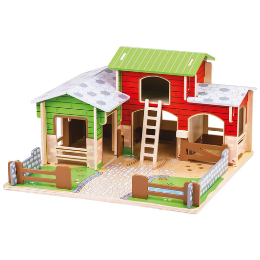 Bigjigs Toys Cobblestone Farm Wooden Playset