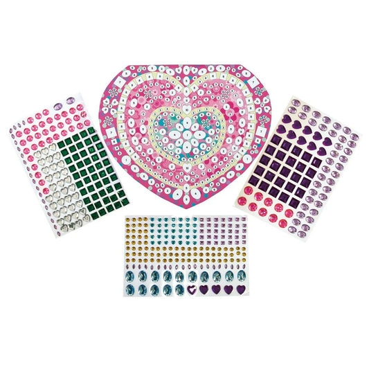 Decorate a heart-shaped jewellery box with stick-on gems