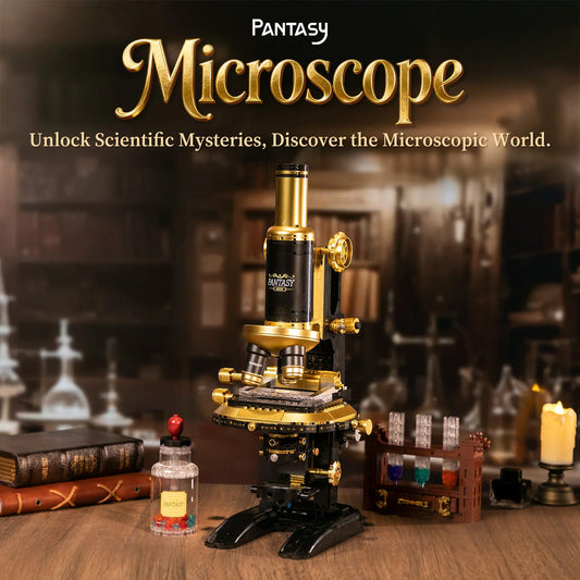 Detailed retro microscope inspired by 19th-century laboratory equipment