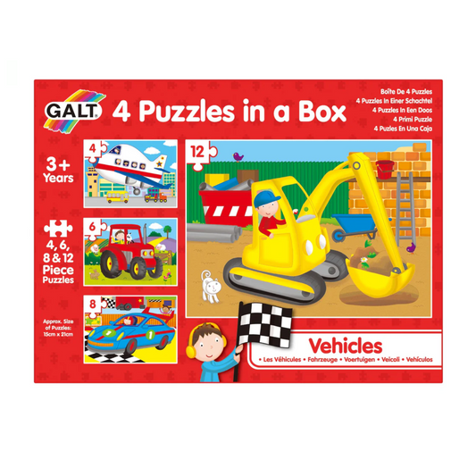 4 Puzzles in a Box - Vehicles packaging