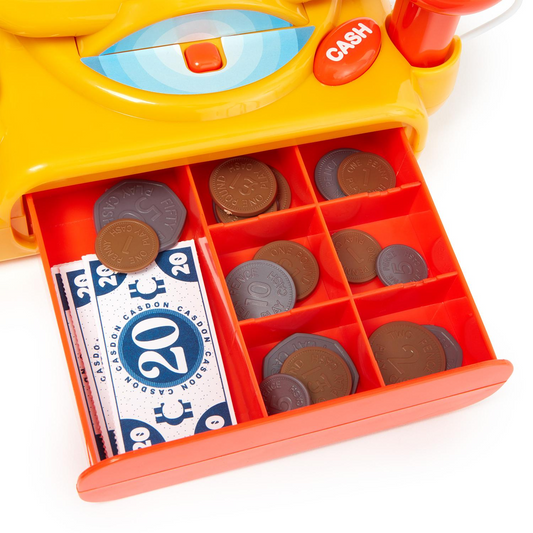 Toy Cash Register close up of till drawer