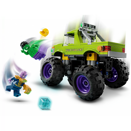 LEGO Marvel 76309 The Hulk Truck vs Thanos battle in action