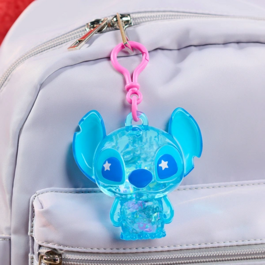 Disney Stitch Swirl-a-Stitch Clip-on Figure on a childs schoolbag