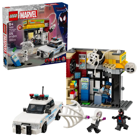 LEGO 76311 Spider-Verse: Miles Morales vs. The Spot set with minifigures.