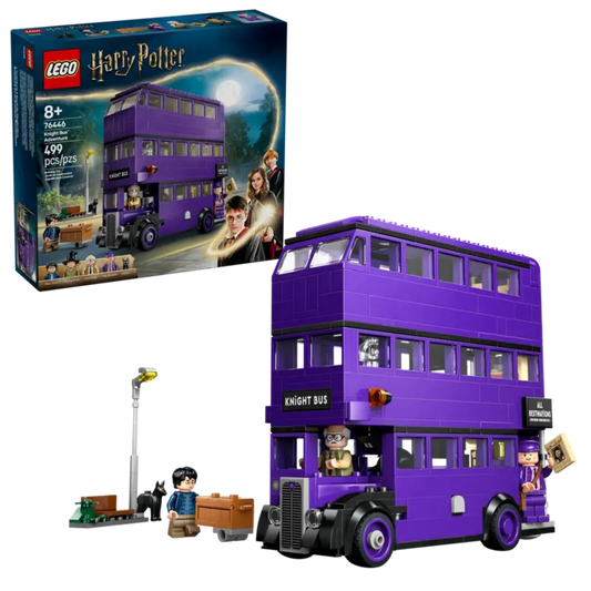 LEGO Harry Potter 76446 Knight Bus Adventure set with minifigures.