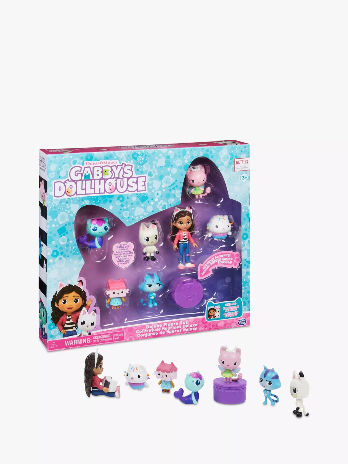 Gabby's Dollhouse Deluxe Figure Set with 7 Figures – box and contents