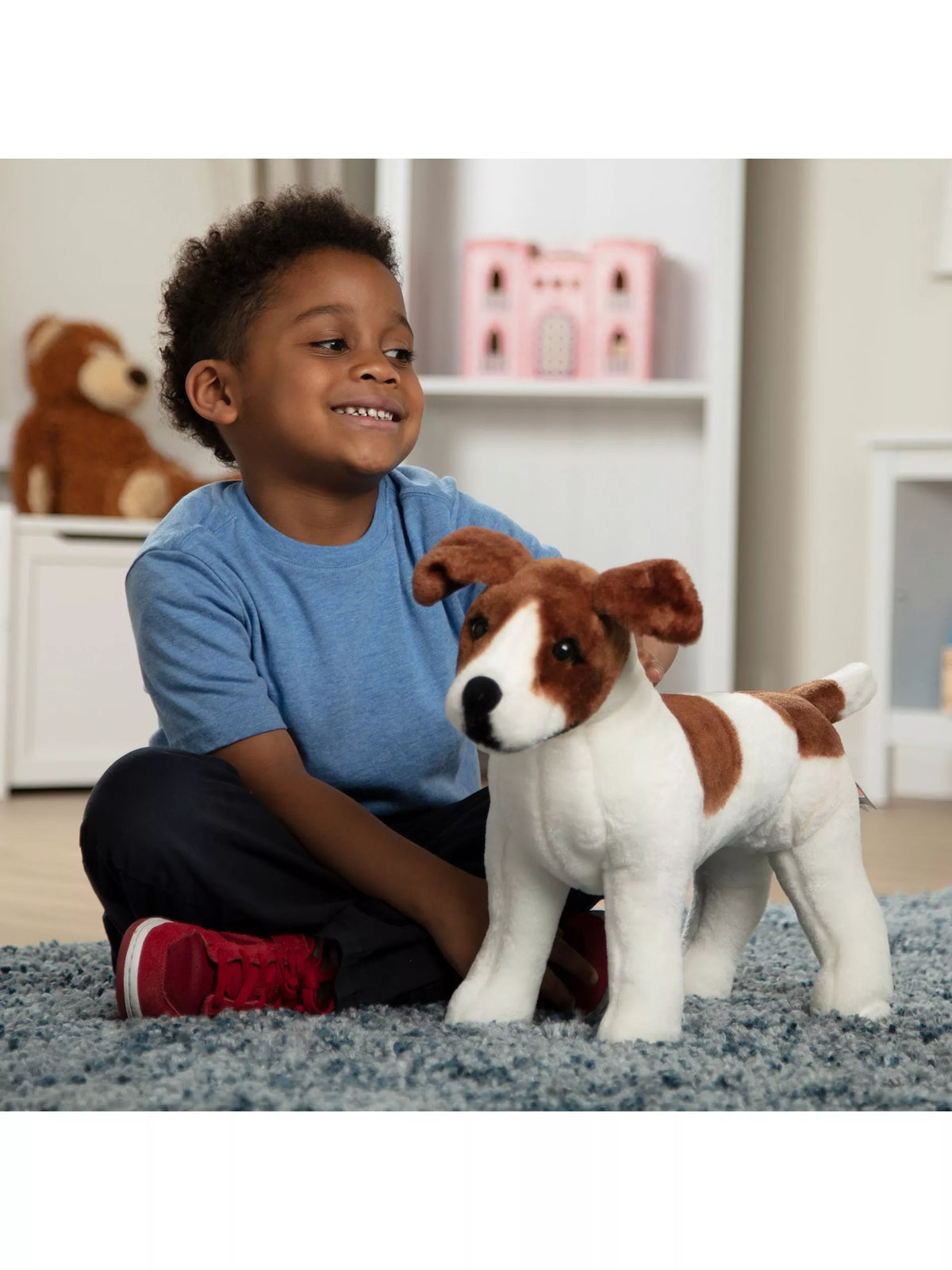 Melissa & Doug Jack Russell Terrier Lifelike Plush Dog – in play