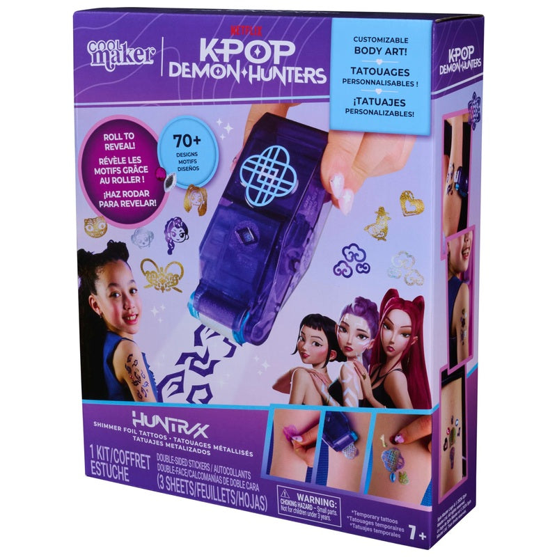 Cool Maker KPop Demon Hunters Shimmer Foil Tattoo Set – box and contents