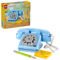 LEGO blue retro telephone with packaging in the background 