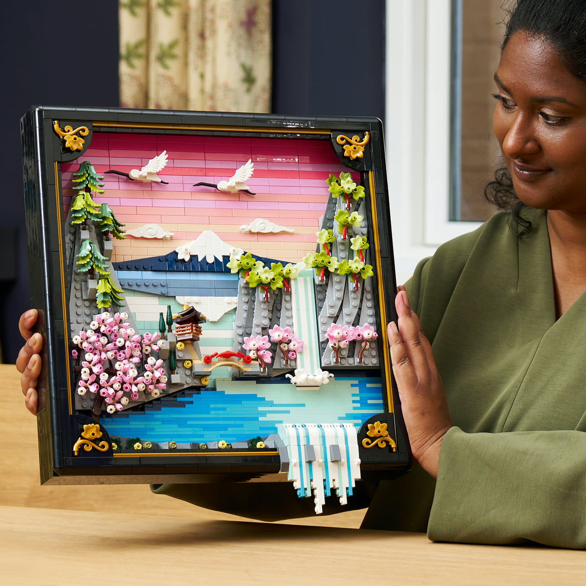 girl holding lego japanese cherry blossom 