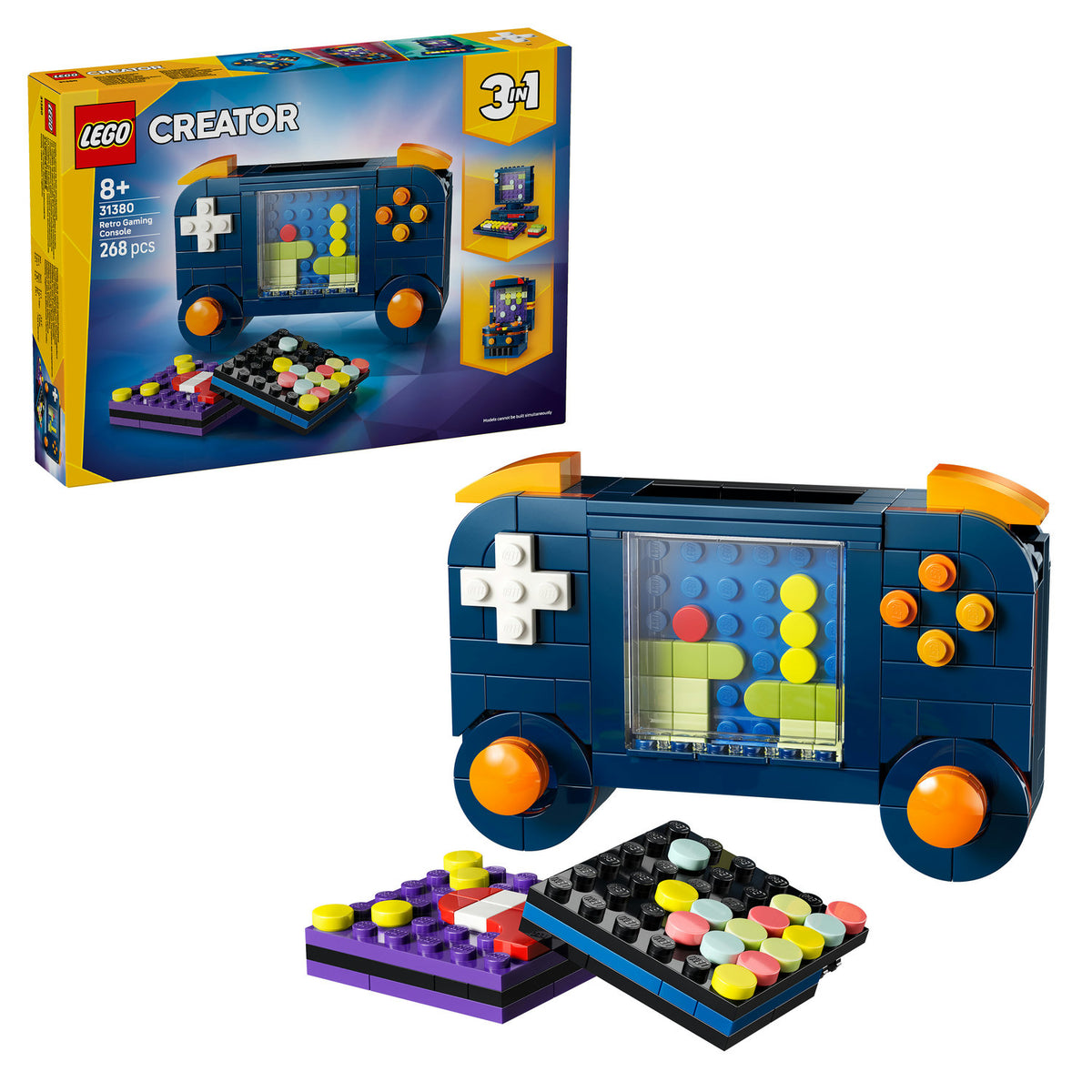 3-in-1 retro gaming lego consoles with packaging 