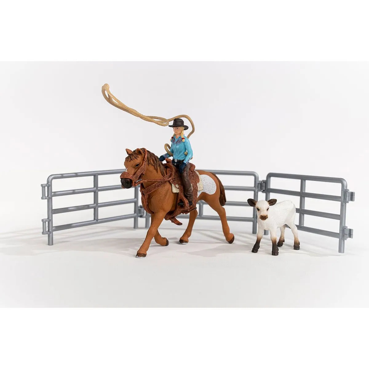 SCHLEICH World Farm Cowgirl Team Roping Fun