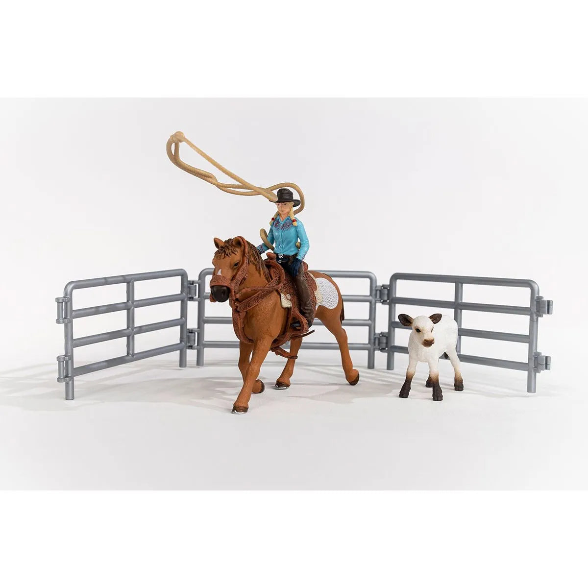 SCHLEICH World Farm Cowgirl Team Roping Fun